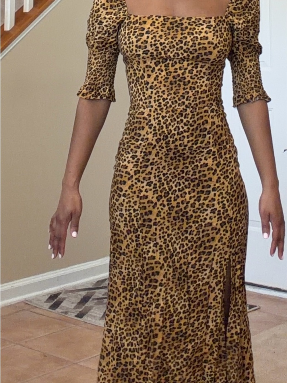Blue Rain Leopard Print Maxi Dress in Brown and Black